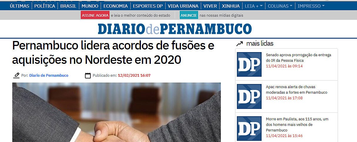 Pernambuco lidera acordos de fuses e aquisies no Nordeste em 2020